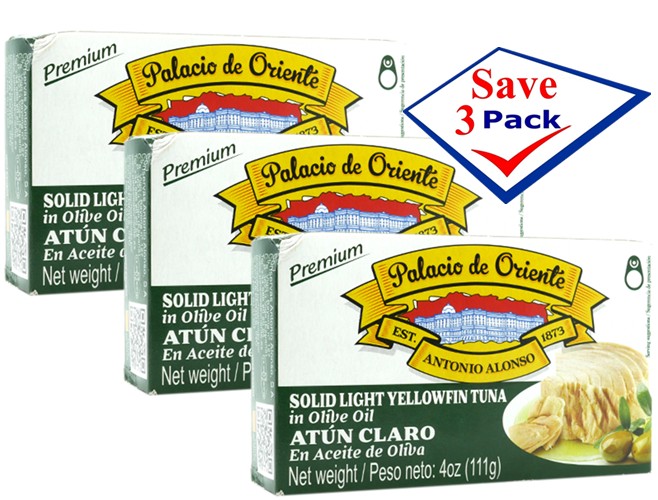 Palacio de Oriente Solid Light YellowFin Tuna in Olive Oil 4 Oz Pack Of 3